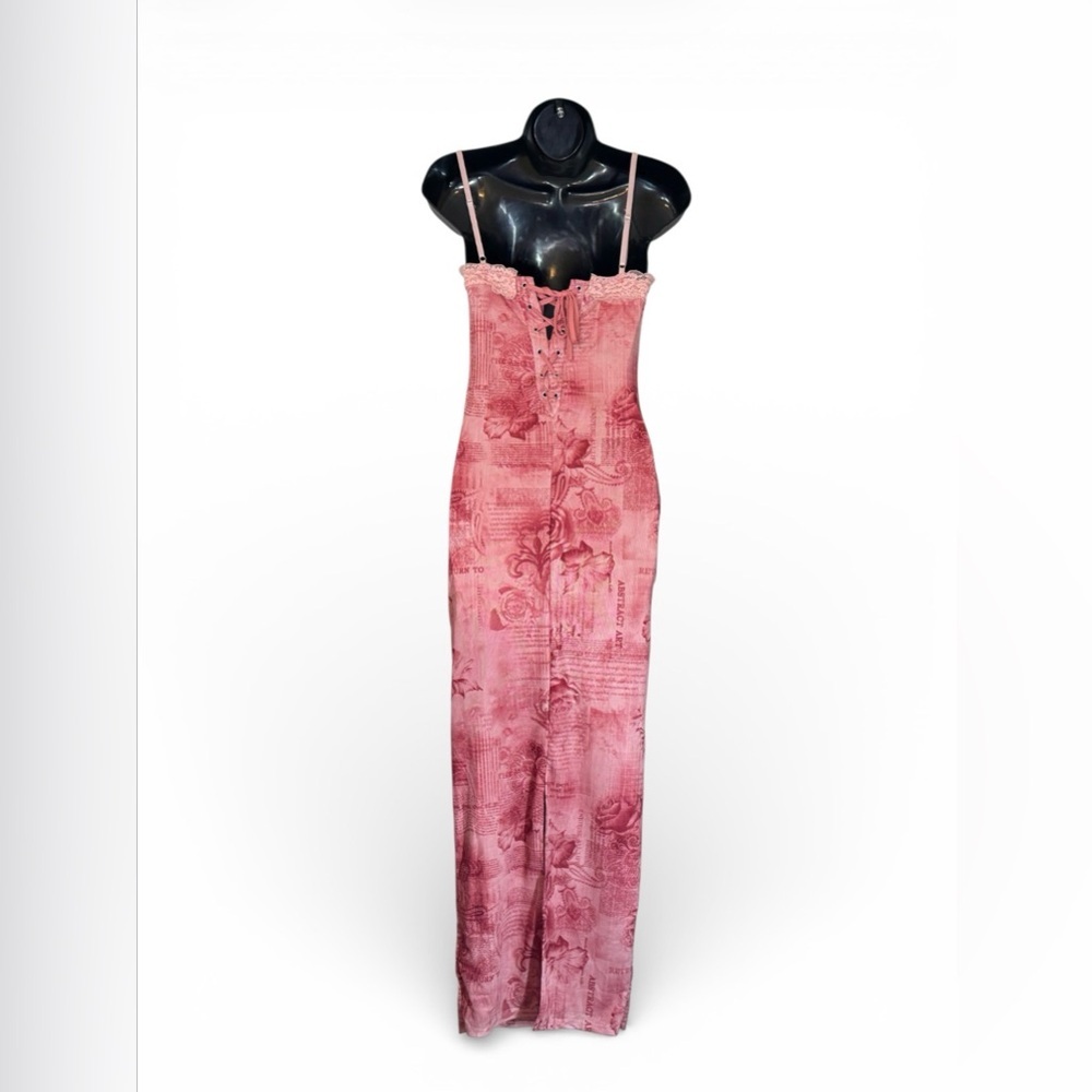 SHEIN Pink Floral Lace Trim Corset‑Style Mesh Maxi Dress — Size S - Picture 12 of 16